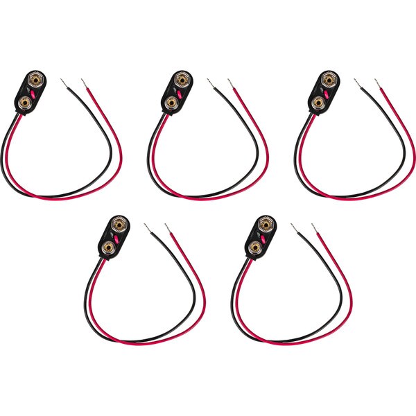 Main product image for 5-Pack Snap-type Hard Plastic I-Style Battery Clip for 9V Batteries & Battery Holders with 6" Leads 090-808